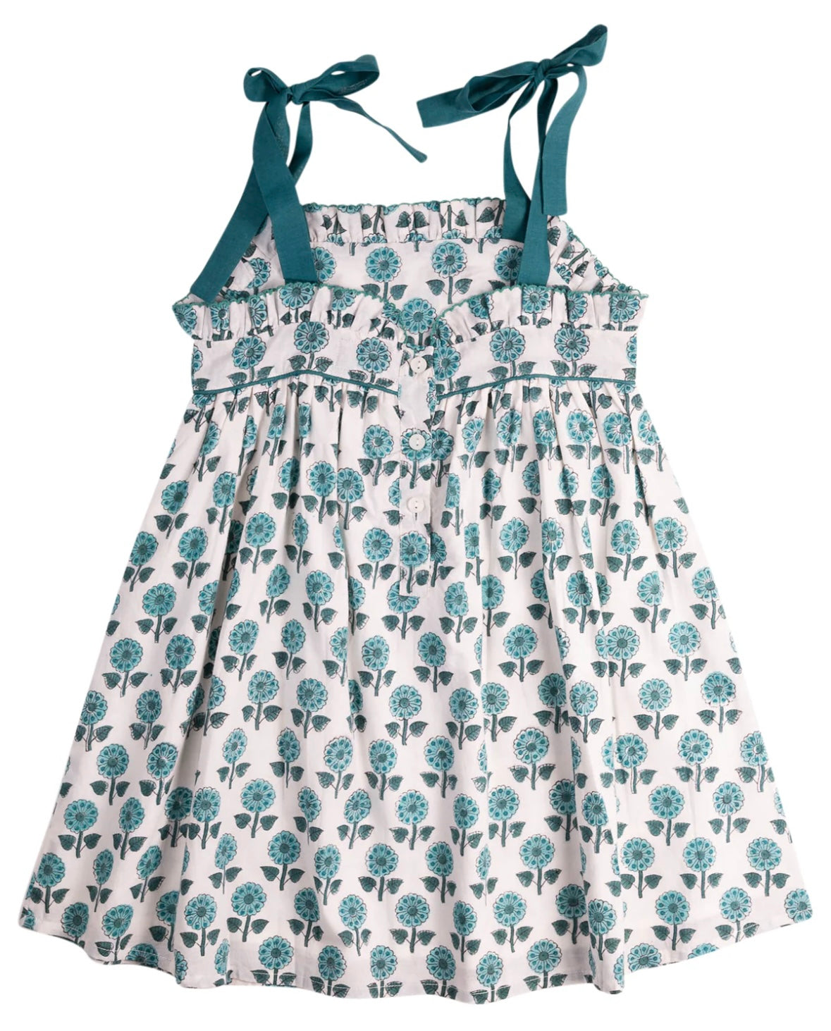 Teal Floral Block Print Dress