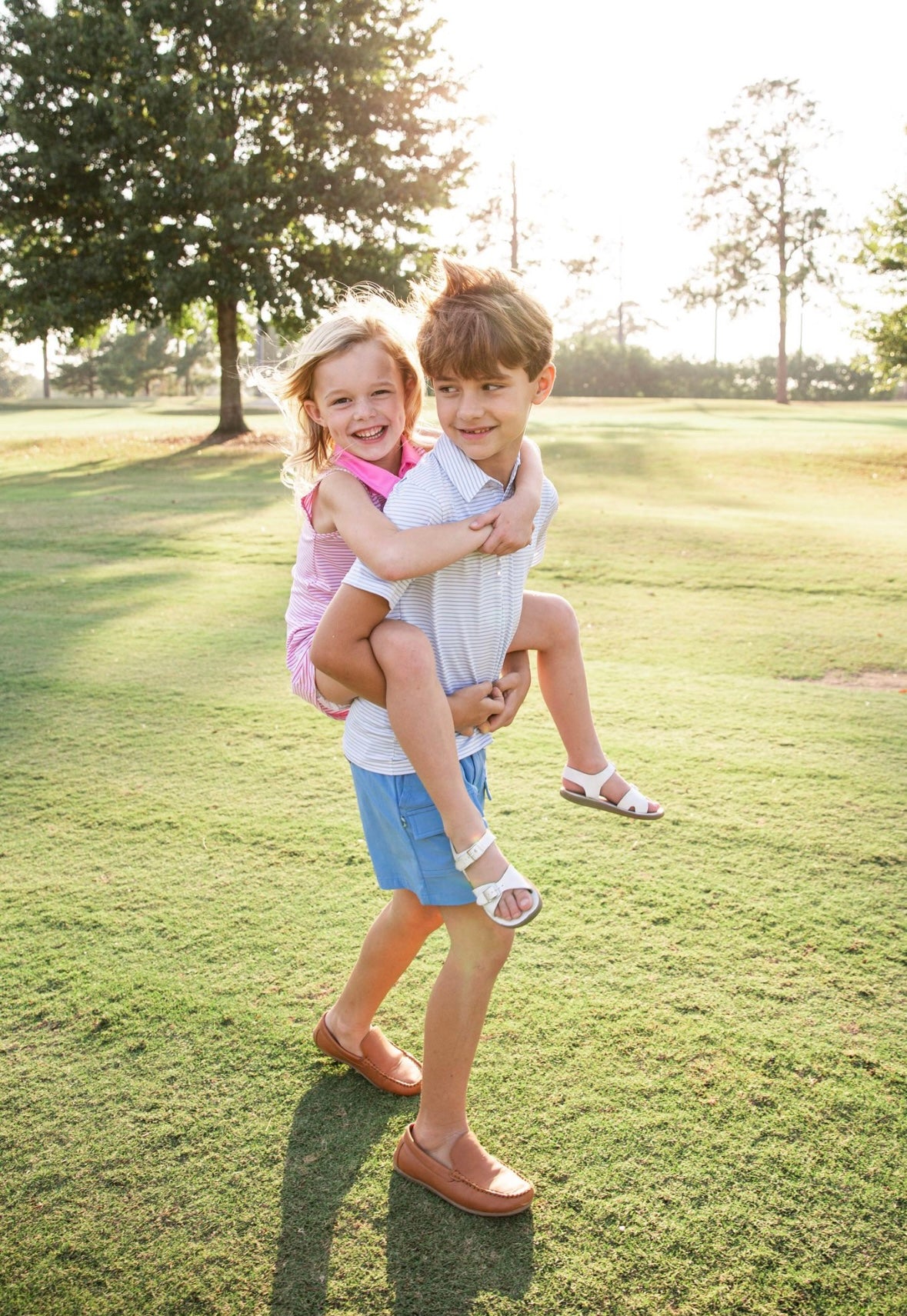 Boys Short Sleeve Pro Performance Polo in Clear Sky Blue and White Stripe