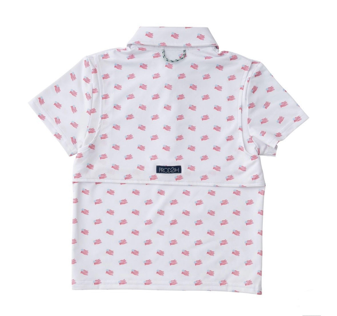 Boys Short Sleeve Pro Performance Polo in American Flag Print