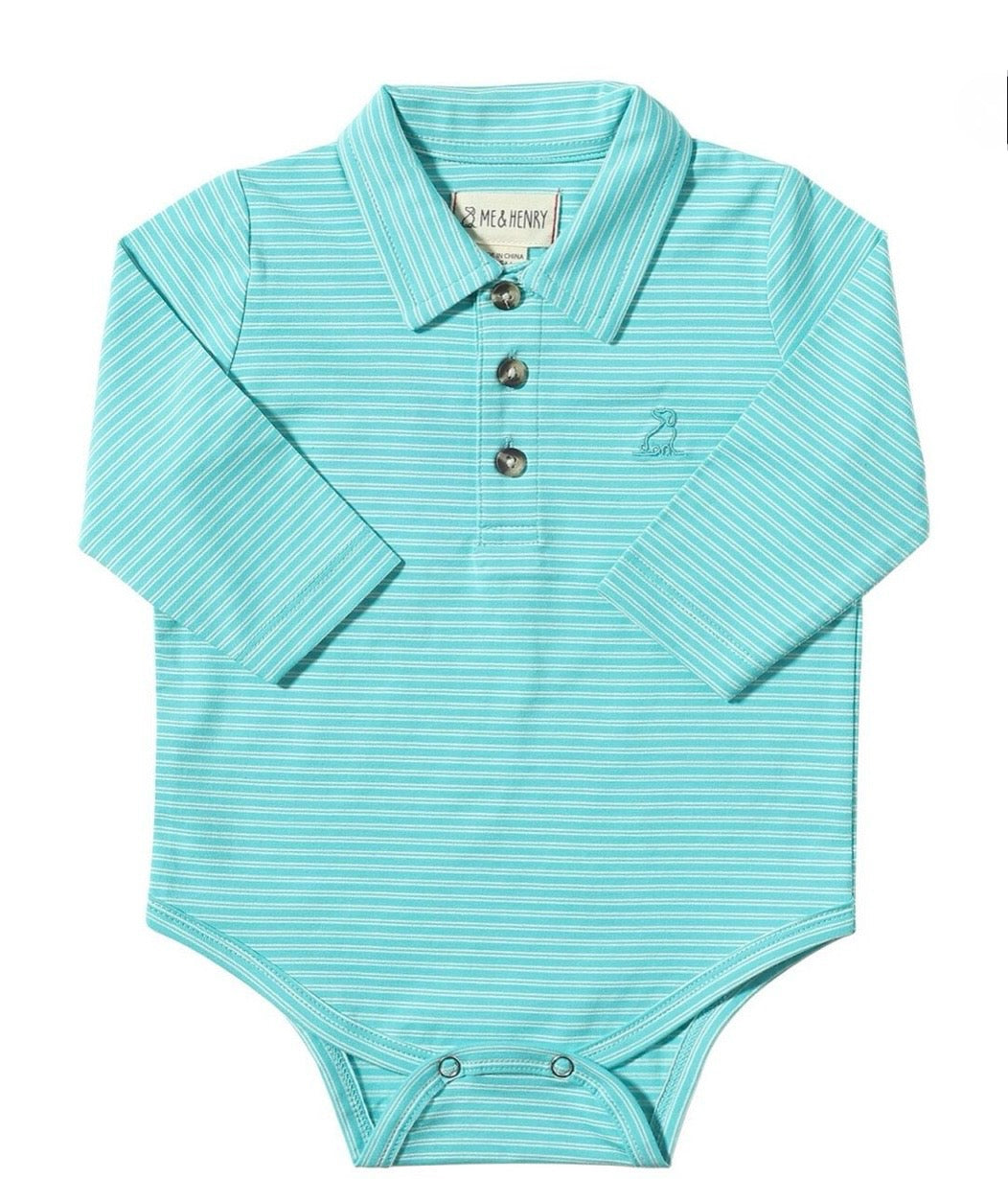 Turquoise Seymour Pique Polo Onesie