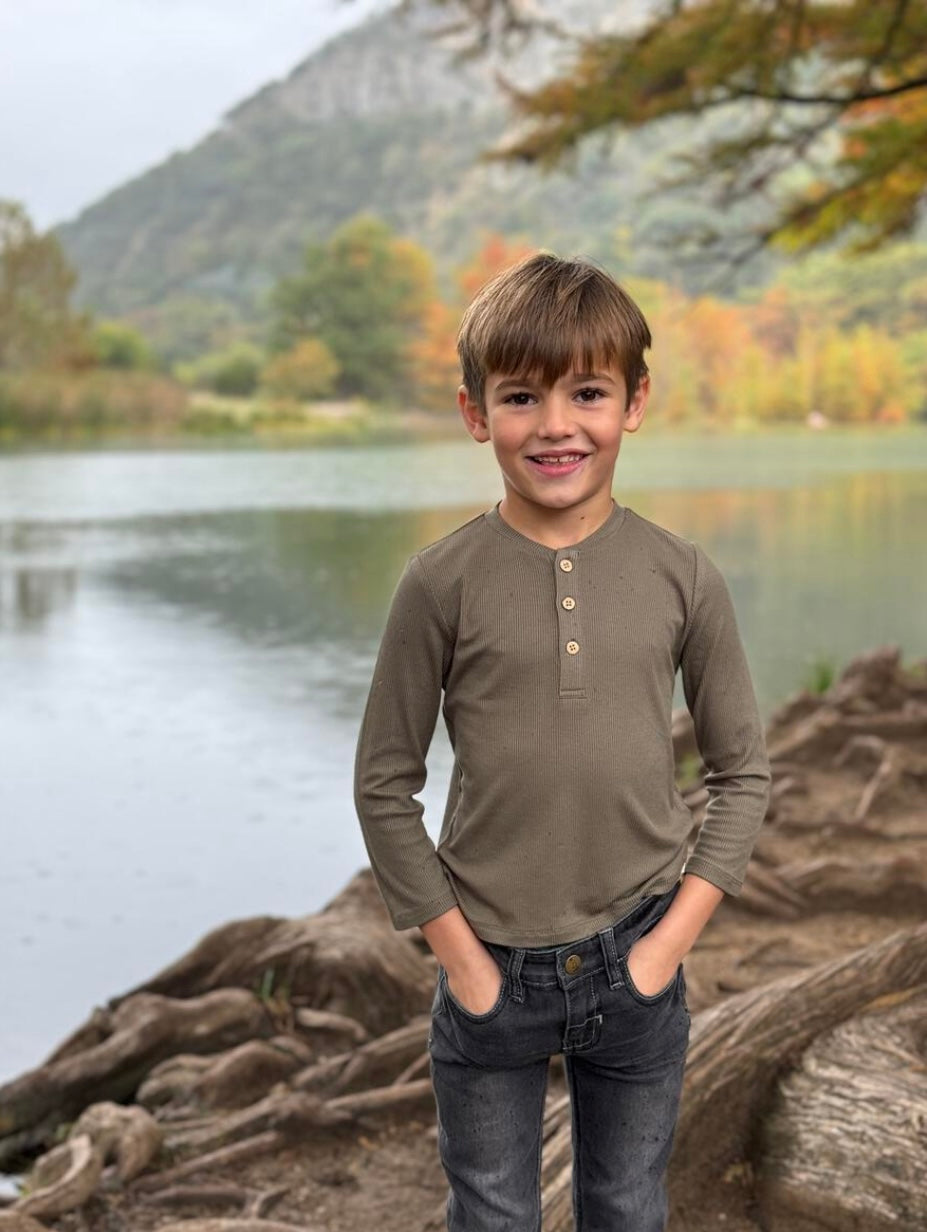 Green Adams Ribbed Henley