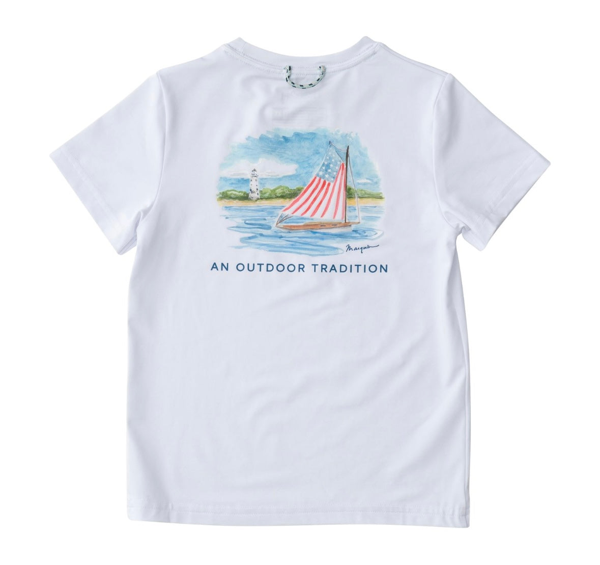 Kids Pro Performance Short Sleeve Fishing Shirt in Bright White American Flag