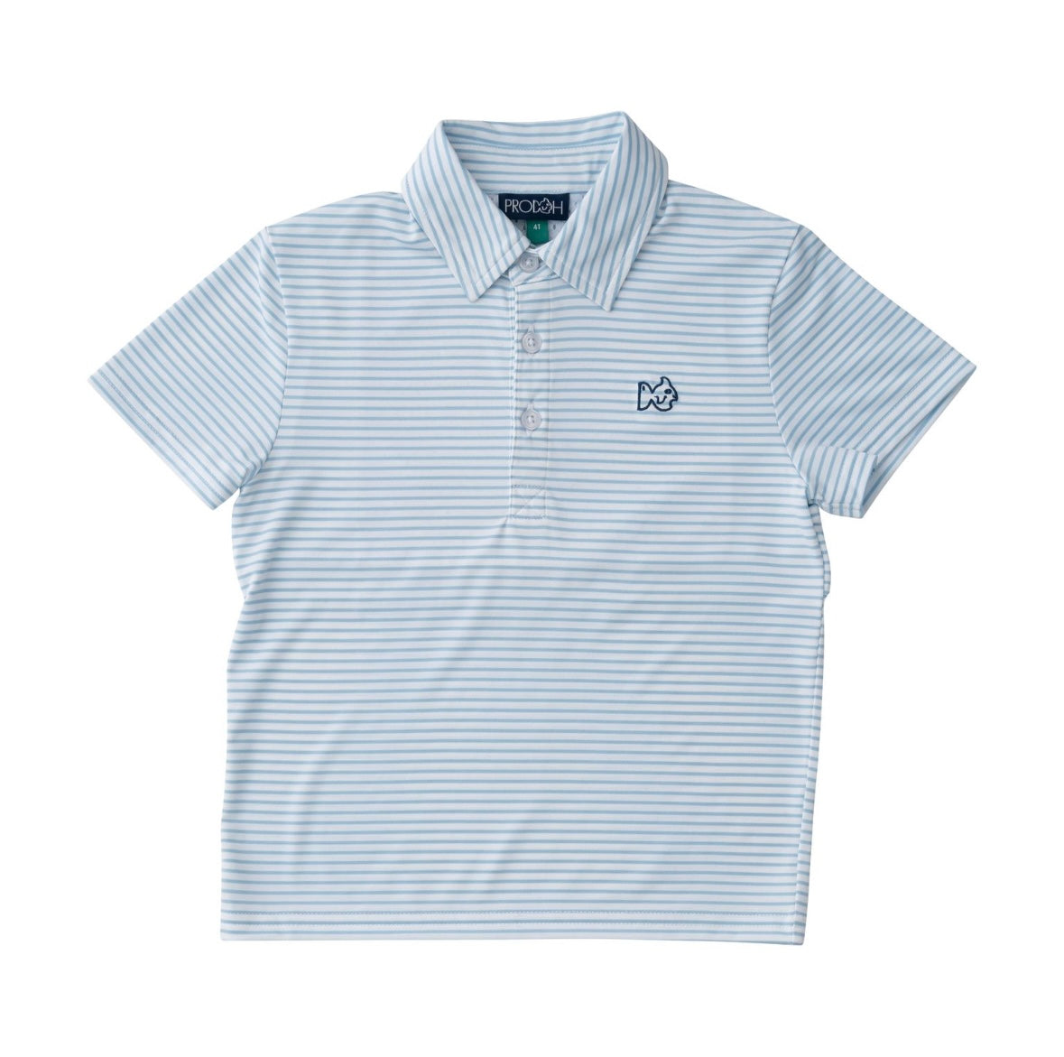 Boys Short Sleeve Pro Performance Polo in Clear Sky Blue and White Stripe