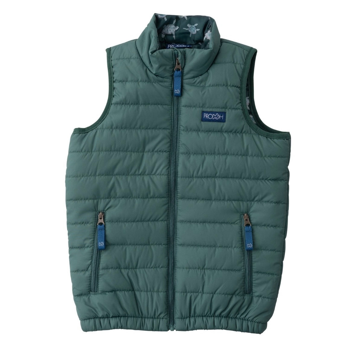Puffer Vest in Posy Green with Sea Turtle Liner