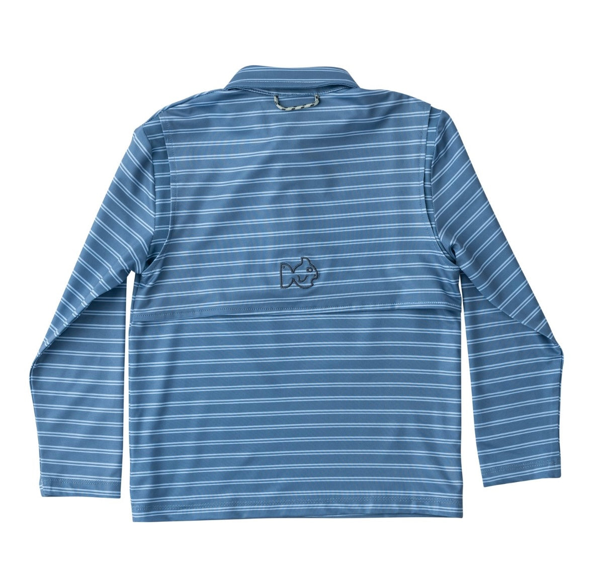 Kids Long Sleeve Pro Performance Bluefin and Powder Blue Stiped Polo