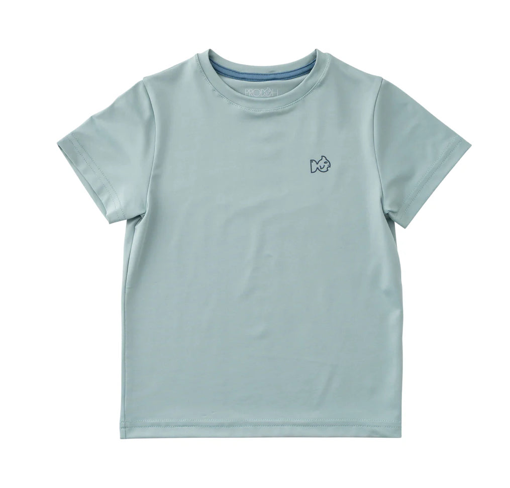 Kids Pro Performance Short Sleeve T-shirt in Blue Surf with Swordfish
