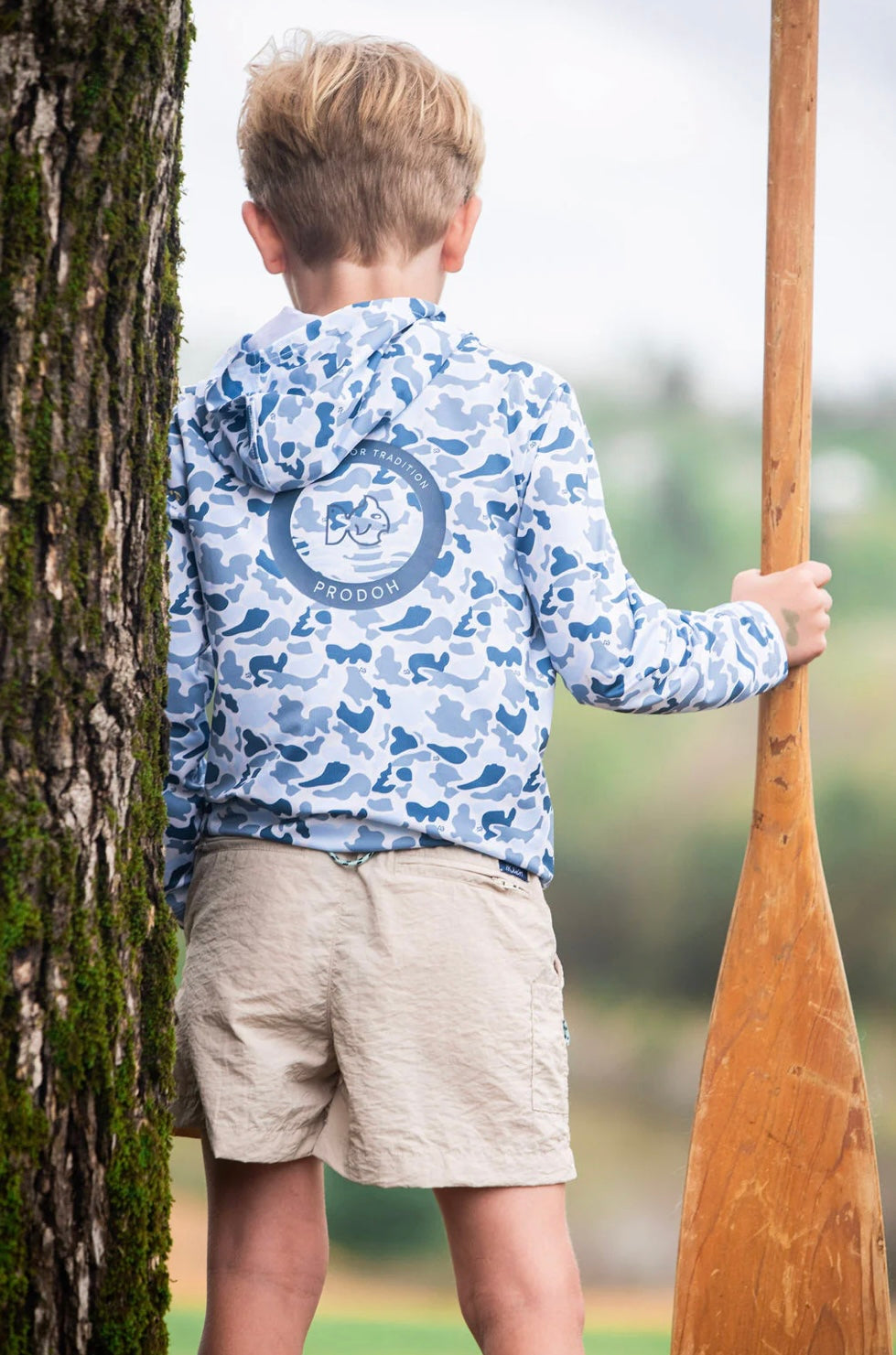 Kid's Pro Performance Hoodie T-Shirt in Blue Break Point Camo