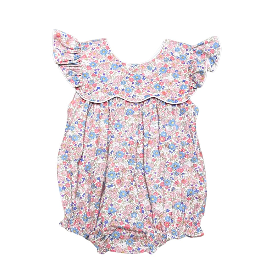 Pink Floral Bubble with Gingham Bow
