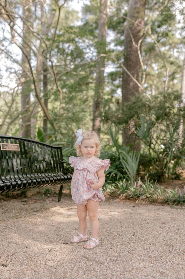 Pink Floral Bubble with Gingham Bow