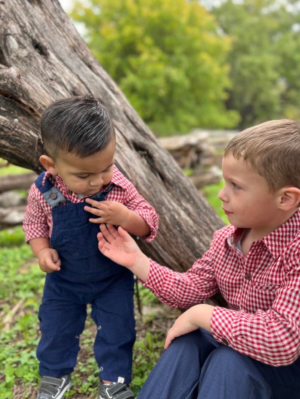 Red Micro Plaid Jasper Woven Onesie