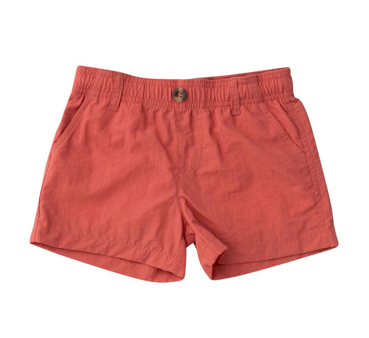 Boys Outrigger Performance Short in Spiced Coral