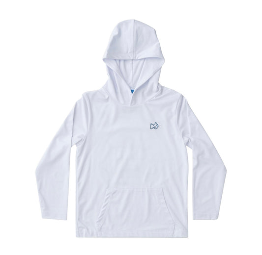 Kids Pro Performance Hoodie Fishing Shirt in Bright White Offshore Slam
