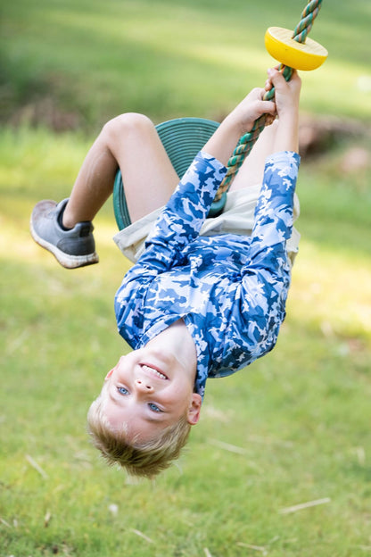 Kids Pro Performance Hoodie T-Shirt in Blue Camo