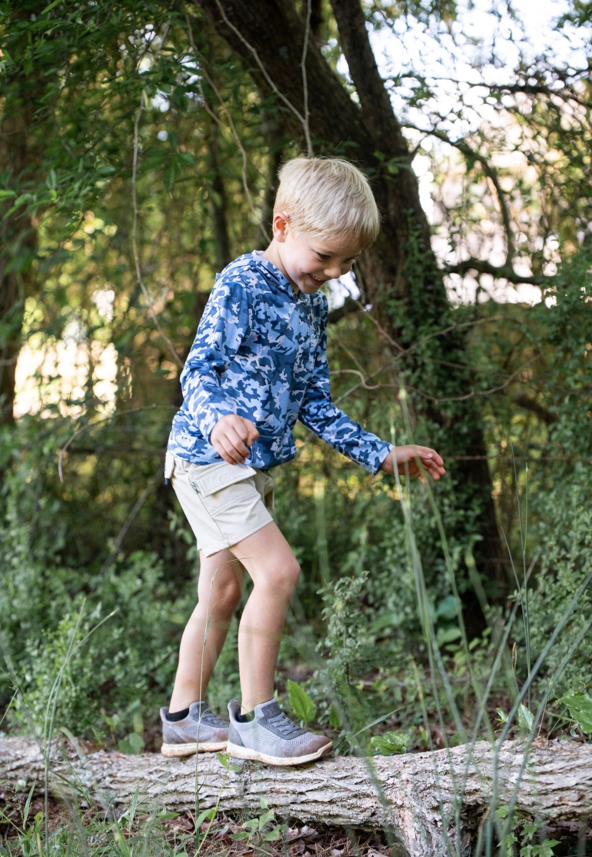 Kids Pro Performance Hoodie T-Shirt in Blue Camo