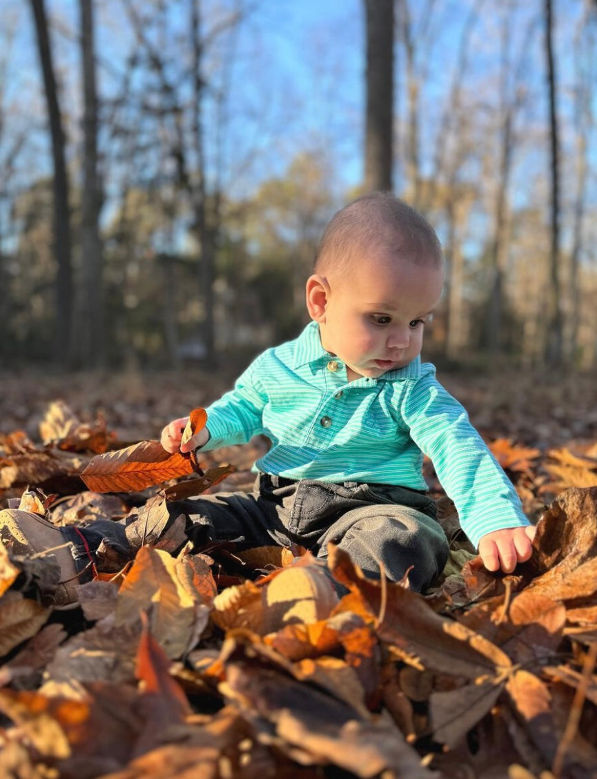 Turquoise Seymour Pique Polo Onesie