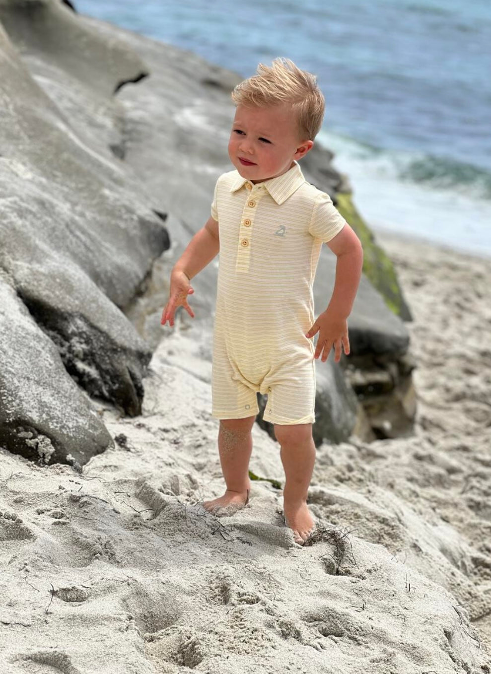 Me & Henry - Drift Romper in Yellow and Cream