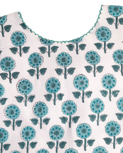 Teal Floral Block Print Bloomer Set