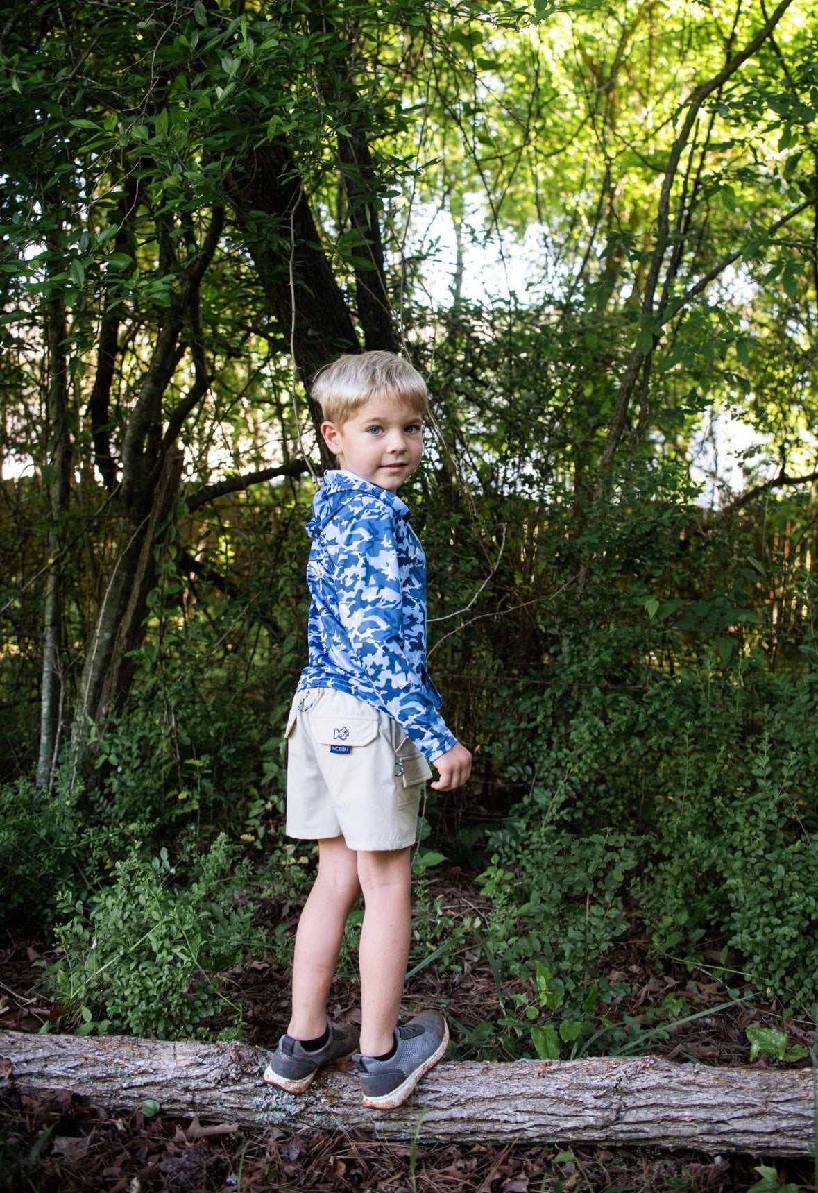 Kids Pro Performance Hoodie T-Shirt in Blue Camo