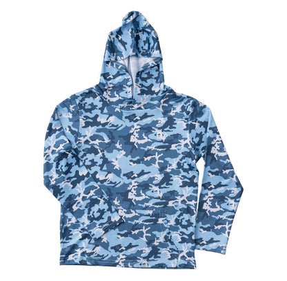 Kids Pro Performance Hoodie T-Shirt in Blue Camo