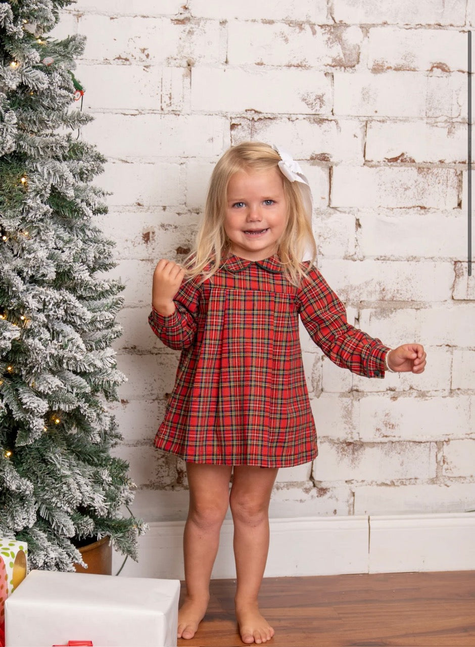 Ava Red Tartan Bloomer Set