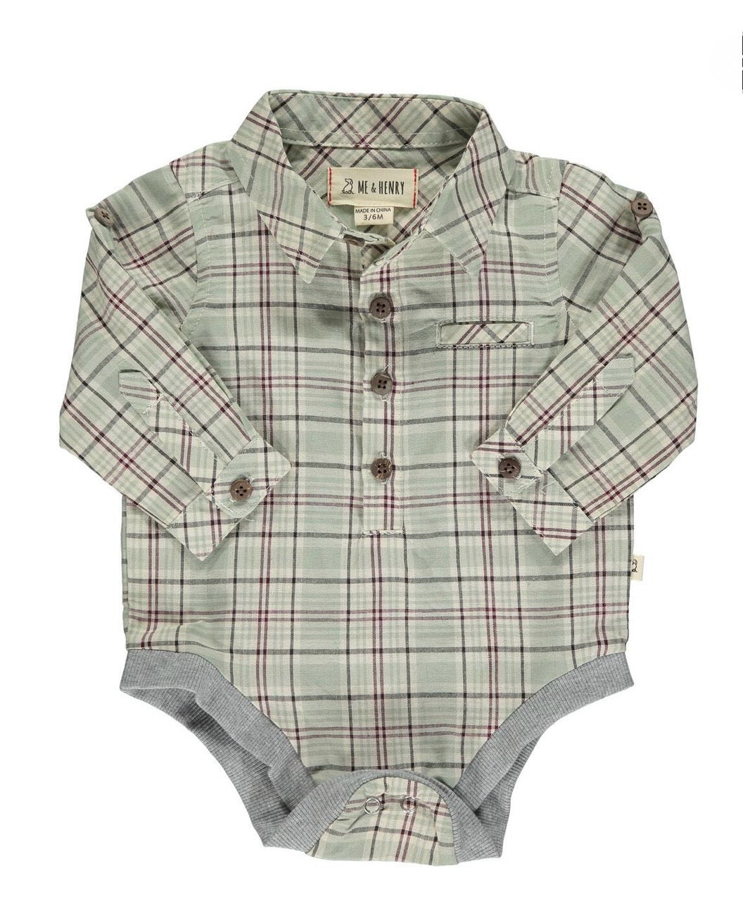 Jasper Woven Onesie in Green Plaid
