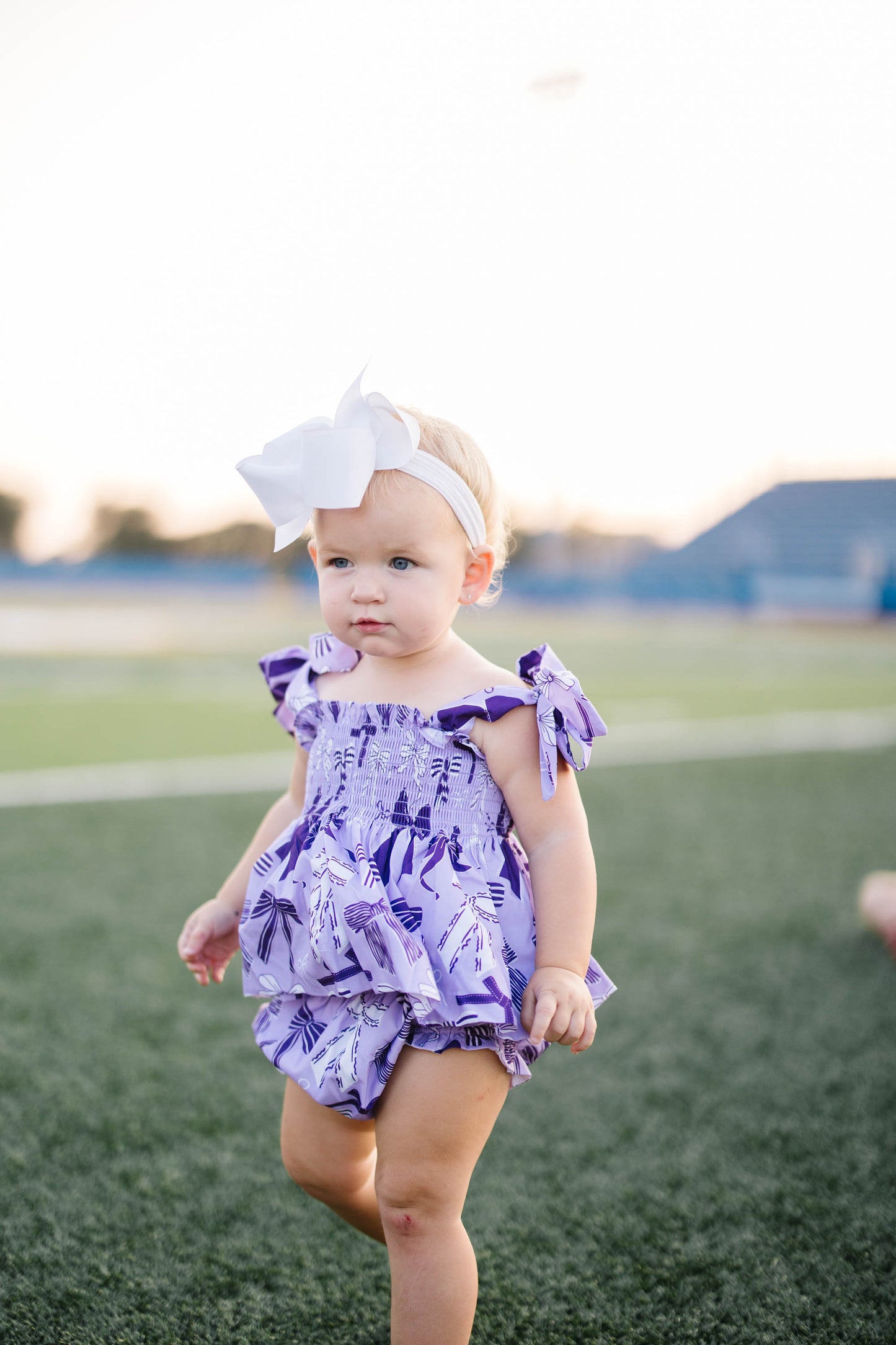 Purple & White Bows Diaper Cover Set