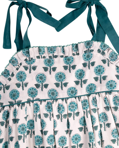 Teal Floral Block Print Dress