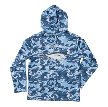 Kids Pro Performance Hoodie T-Shirt in Blue Camo