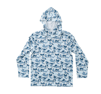 Kid's Pro Performance Hoodie T-Shirt in Blue Break Point Camo