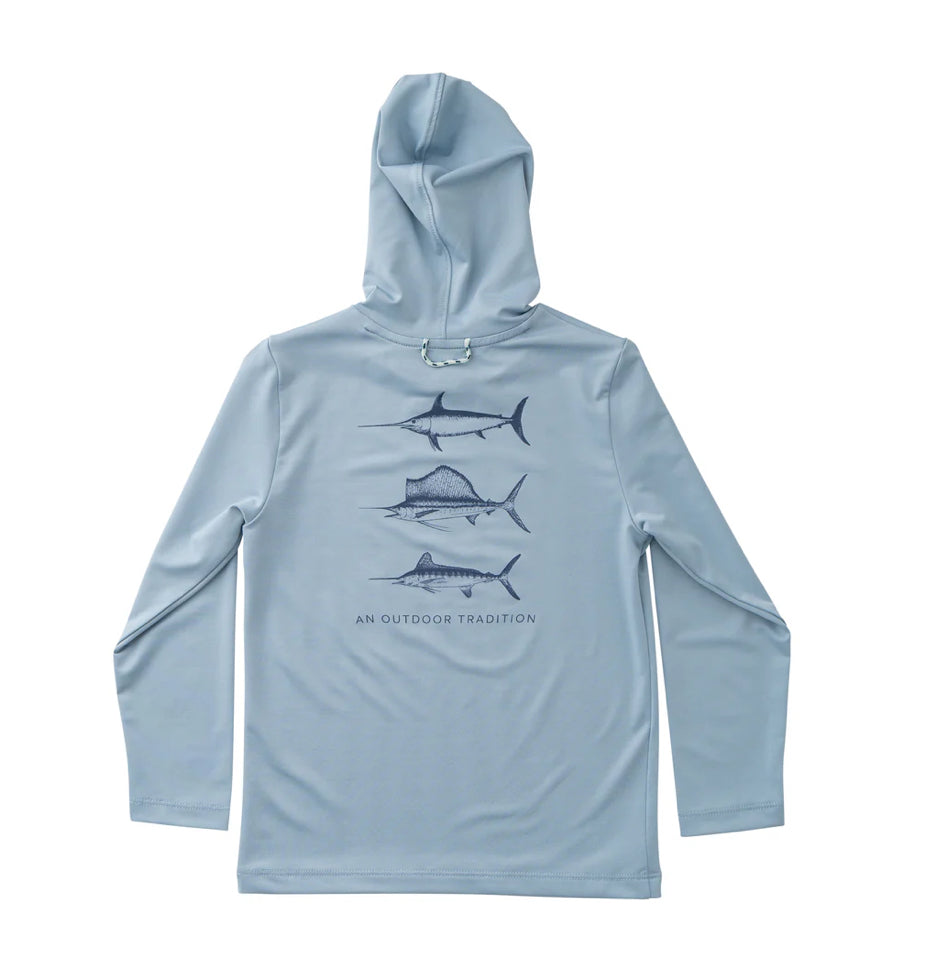 Kid's Pro Performance Hoodie T-Shirt in Ashley Blue