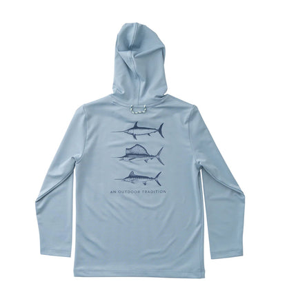 Kid's Pro Performance Hoodie T-Shirt in Ashley Blue