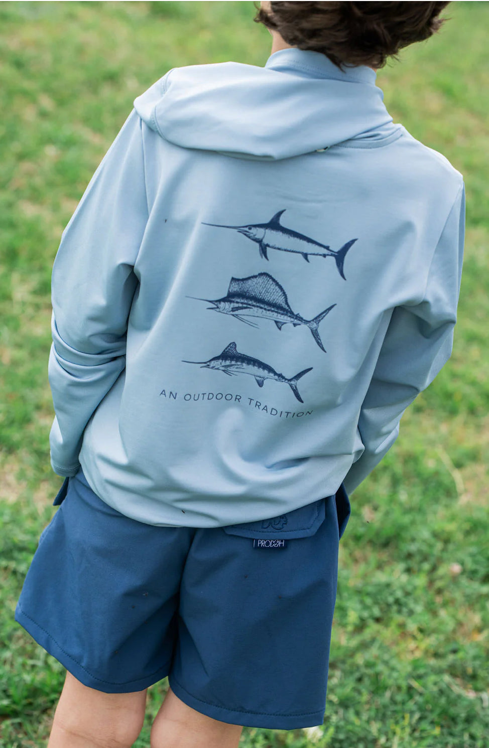 Kid's Pro Performance Hoodie T-Shirt in Ashley Blue