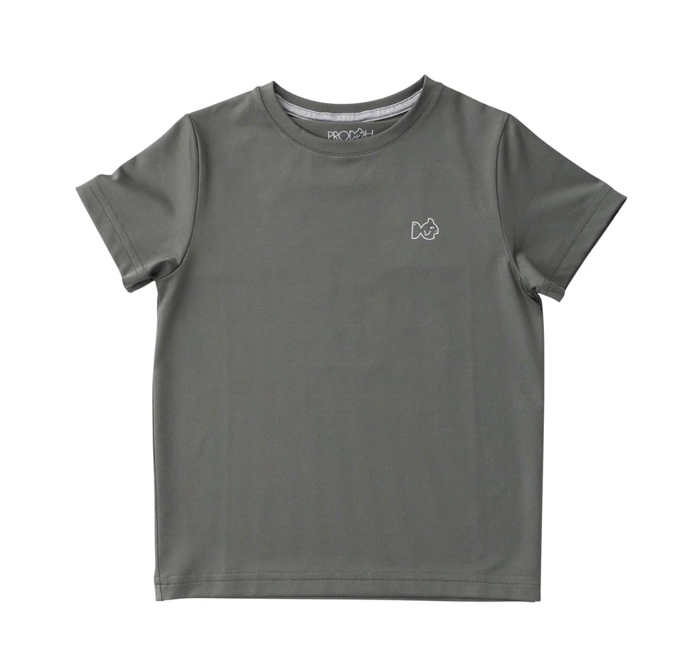 Kids Pro Performance Short Sleeve T-shirt in Olive Green with Deer Antlers