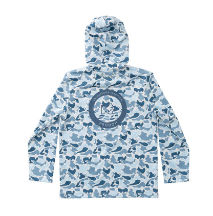 Kid's Pro Performance Hoodie T-Shirt in Blue Break Point Camo