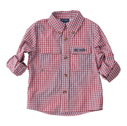 Founders' Kids Fishing Shirt in Winterberry Plaid