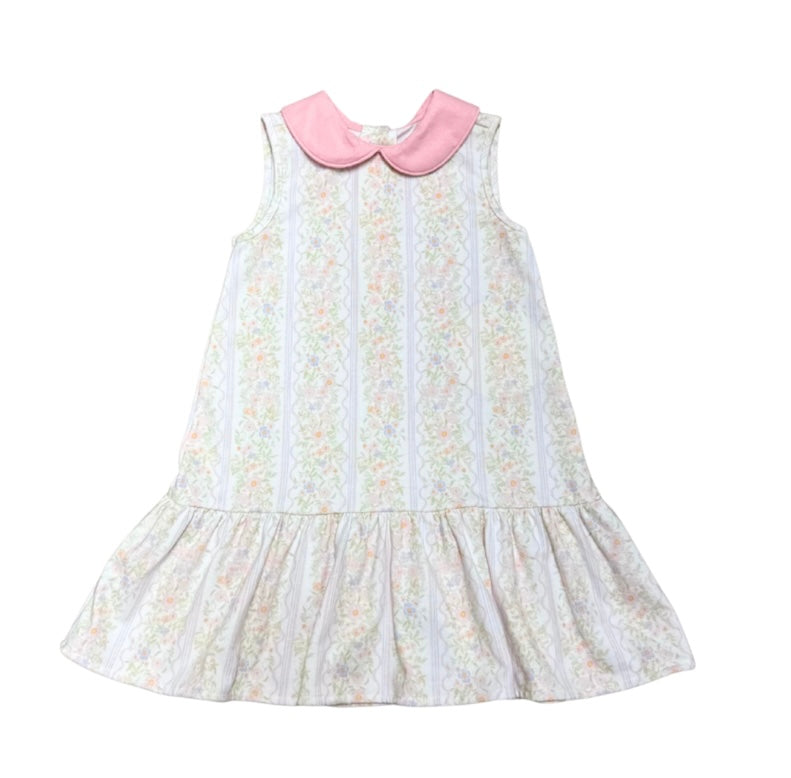 Pink Floral Stripe Knit Dropwaist Dress