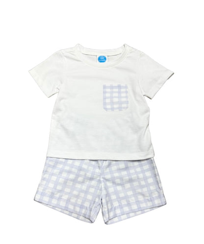 Watercolor Gingham Pocket Short Set