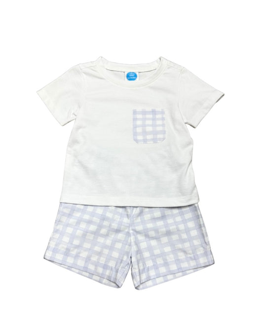 Watercolor Gingham Pocket Short Set