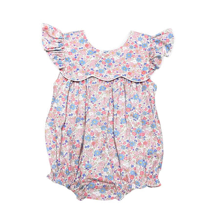 Pink Floral Bubble with Gingham Bow
