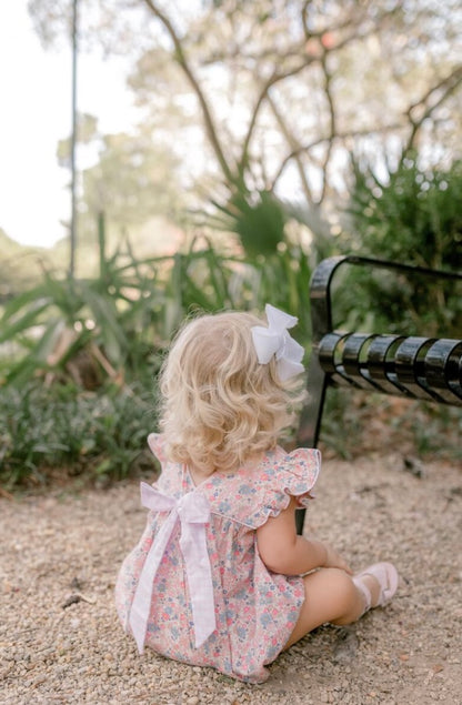 Pink Floral Bubble with Gingham Bow