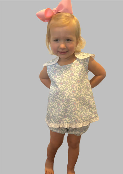 Pastel Floral Cross Back Bloomer Set