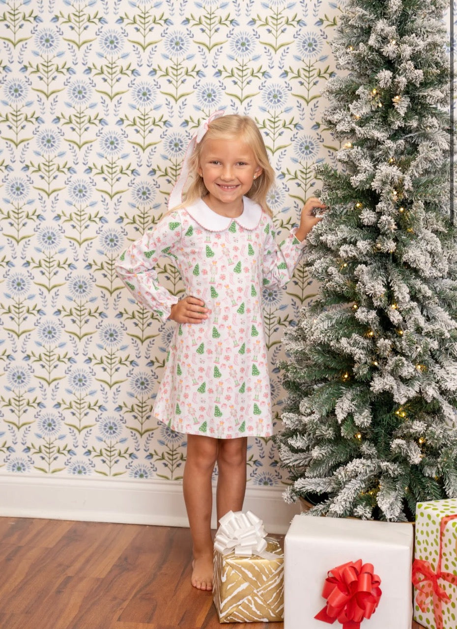Presley Kait Preppy Christmas Long Sleeve Dress