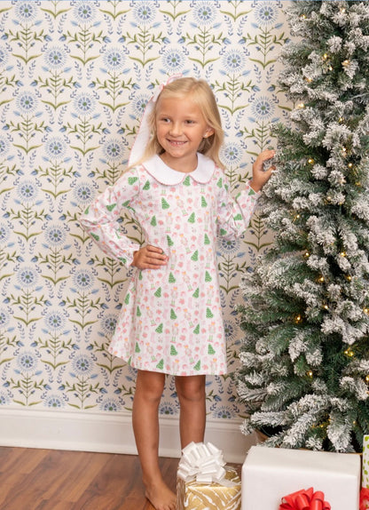 Presley Kait Preppy Christmas Long Sleeve Dress