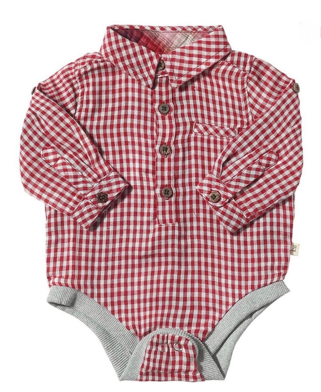 Red Micro Plaid Jasper Woven Onesie