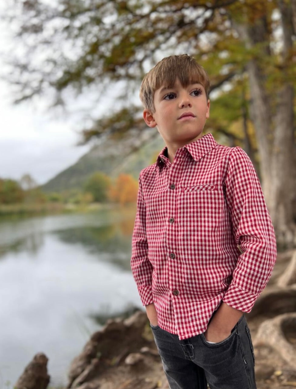 Red Micro Plaid Atwood Woven Shirt